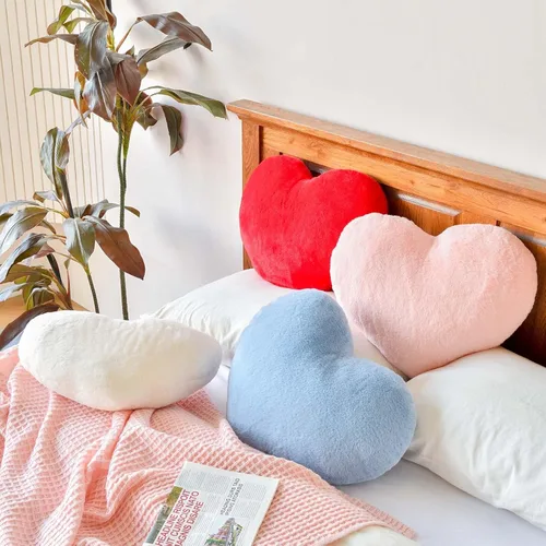 Miniatura 4 de XVTRU Almohadas de corazón rosa melocotón, bonita almohada decorativa de corazón, almohadas en forma de corazón para cama, cojín de felpa de felpa