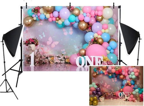 Miniatura 4 de Telón de fondo de primer cumpleaños para niña, decoración de pastel de primer cumpleaños para niña, telón de fondo de fotos para baby shower