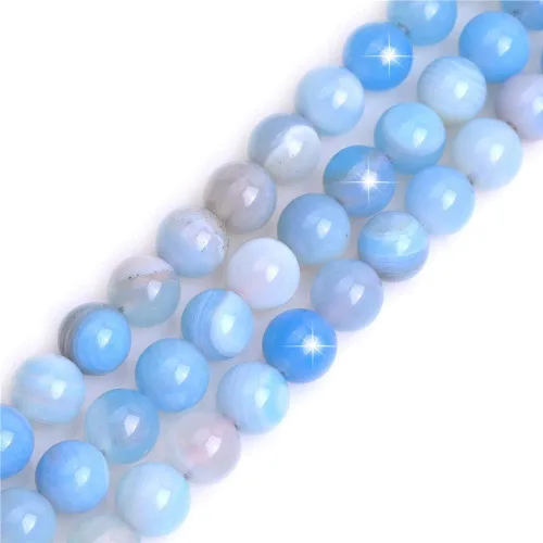 Miniatura 93 de GEM-Inside - Cuentas redondas de ágata de ónix azul claro natural de 0.394 pulgadas (0.394 in) con agujero grande para hacer joyas, suministros