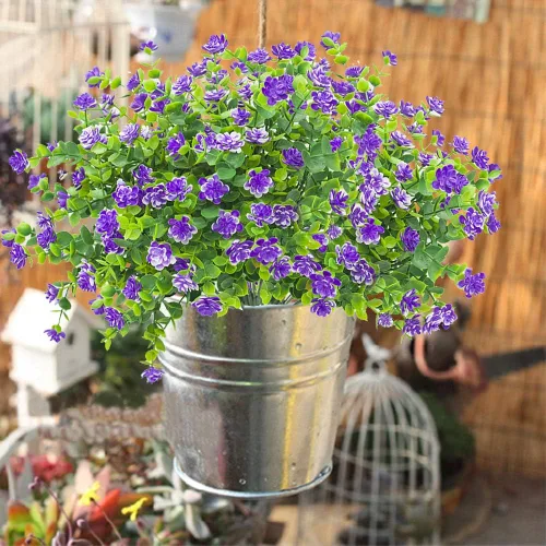 Miniatura 2 de Grunyia 10 paquetes de flores artificiales de narcisos para exteriores (azul)