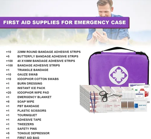Miniatura 2 de Kit de Primeros Auxilios Pequeño-Compacto-Suministros de Recambio-Elementos Básicos de Emergencia - 300 PIEZAS Elementos Esenciales para el Hogar