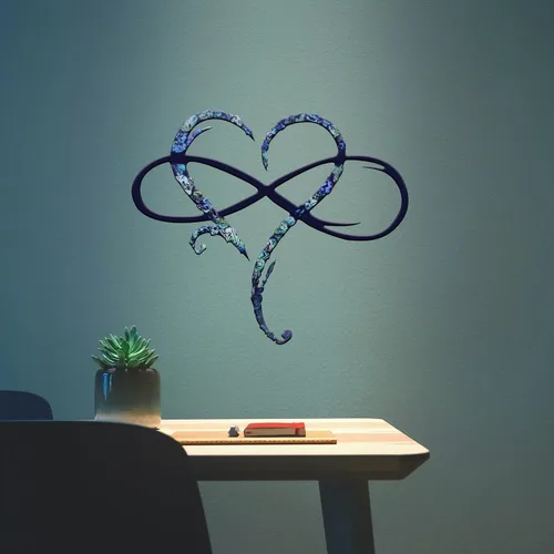 Miniatura 17 de MayLove-US Decoración de pared de metal con corazón infinito, decoración única de pared de corazón infinito, placa de letrero de amor, arte Blanco