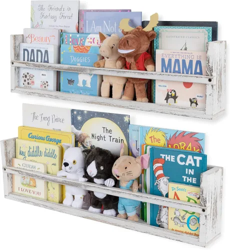 Miniatura 10 de Polynez - Estantes flotantes de 30 pulgadas para guardería y niños, juego de 2 estantes de pared multiusos sin terminar