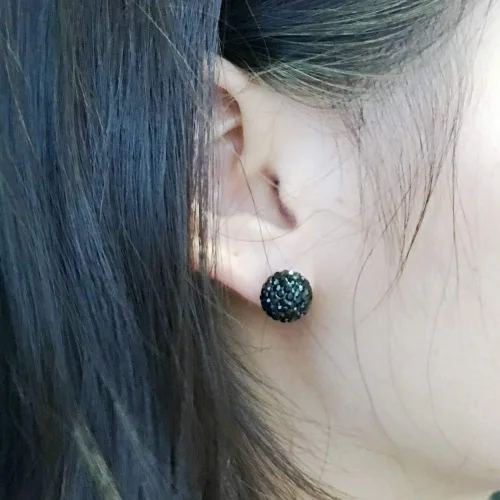 Miniatura 4 de Aretes de tuerca de plata fina 925 con bola de cristal 8 mm 10 mm