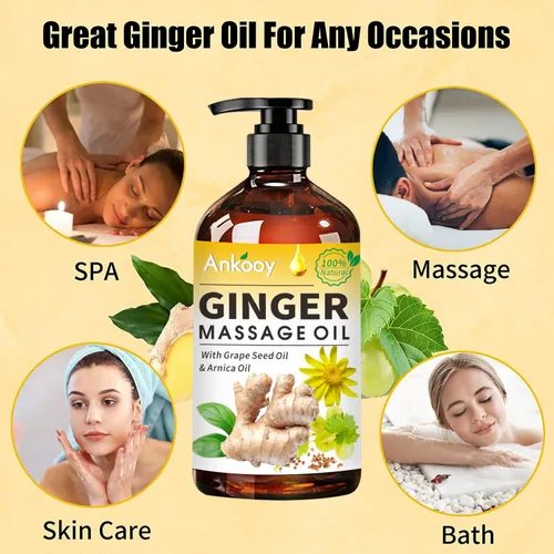 Miniatura 3 de Paquete de 3 aceites de masaje de jengibre con aceite de árnica, aceite de vitamina E y aceite de semilla de uva, aceite de jengibre para drenaje