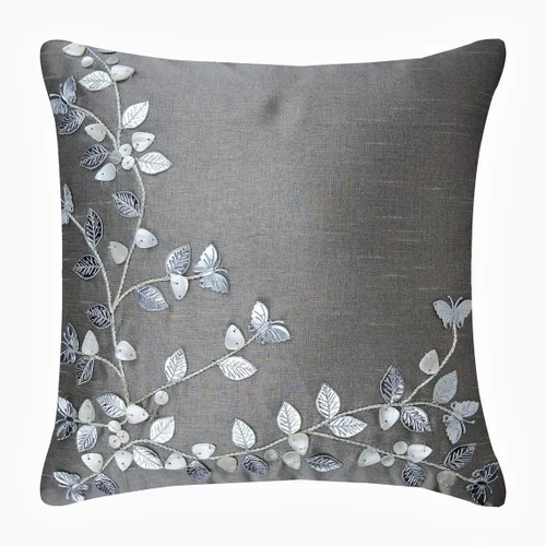 Miniatura 24 de The HomeCentric Funda de almohada personalizada, color plateado de 12 x 12 pulgadas, fundas de almohada de arpillera, enrejado y celosía y almohadas