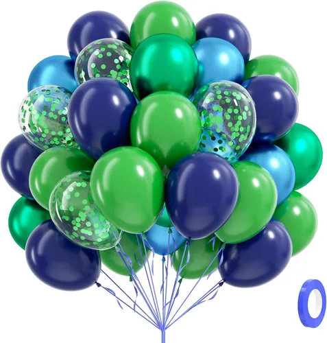 Miniatura 14 de 60 globos de 12 pulgadas, color verde salvia, azul polvoriento y amarillo pastel, globos de color azul nude y verde para baby shower, boda, Azul