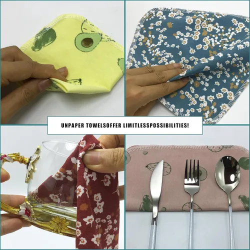 Miniatura 6 de Paquete de 20 rollos de toallas de papel reutilizables, juego de servilletas lavables, juego de 4 colores, paquete de 20 toallas sin papel, 100%