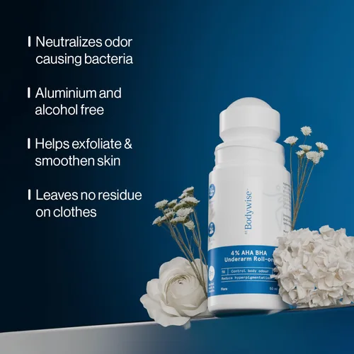 Miniatura 6 de Be Bodywise Desodorante roll-on. Sin aluminio, sin alcohol. Con AHA BHA, ácido láctico, ácido mandélico. Previene el olor, reduce la pigmentación.