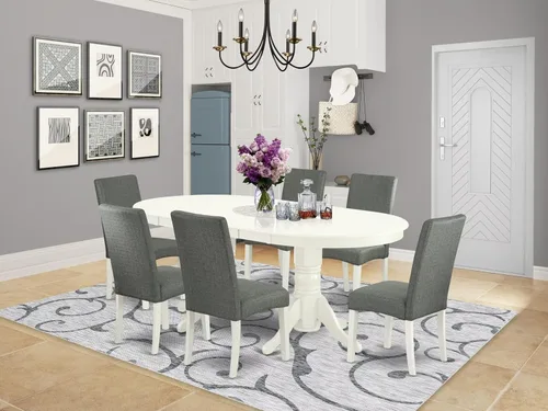 Miniatura 2 de East West Furniture VADR5-LWH-07 - Juego de comedor de 5 piezas, incluye una mesa de comedor ovalada con hojas de mariposa y 4 sillas Parson