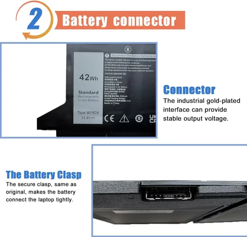 Miniatura 3 de ASODI Batería WY9DX de 42 Wh para portátil de 3 celdas compatible con Dell Latitude 5420 5520 Precision 15 3560 Dell P137G P137G001 P104F P104F001