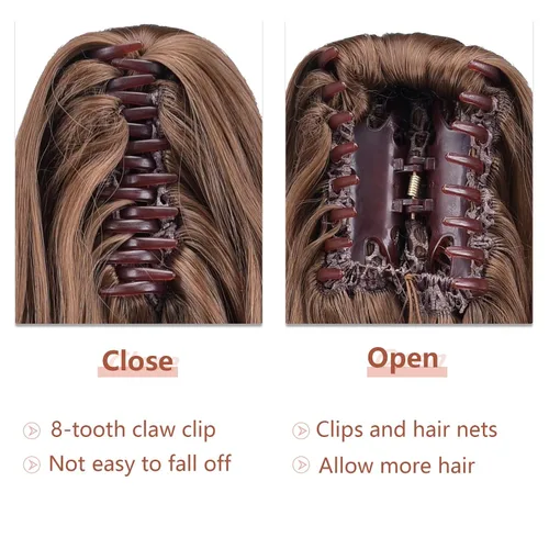 Miniatura 175 de Extensiones de cola de caballo de cabello rubio, extensiones de cola de caballo para mujer, pinza de extensiones de cabello rizado de 12 pulgadas