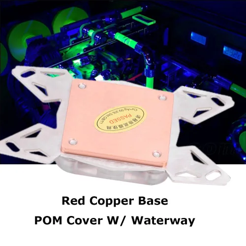 Miniatura 5 de Diyeeni Bloque de agua de CPU para enchufe AM4, enfriador de CPU de refrigeración por agua, disipador de calor G1/4 pulgadas, rosca de cobre
