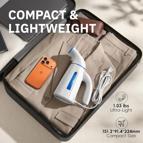 Miniatura 3 de OGHom Vaporizador para ropa, vaporizador de ropa portátil, vaporizador de mano para prendas, 240 ml, gran capacidad, 700W, plancha de vapor de viaje