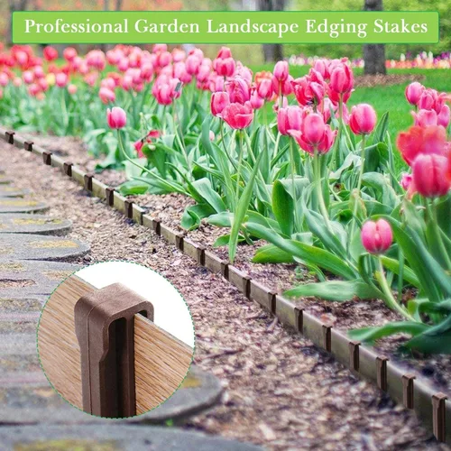 Miniatura 3 de Paquete de 50 estacas de jardín de 10 pulgadas, estacas de plástico resistentes para carpa, estacas de anclaje para bordes, terrazas, tablas Marrón