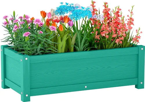Miniatura 16 de Cama de jardín elevada con agujeros de drenaje, jardinera elevada impermeable de HDPE con patas, estable y duradera para plantar hierbas, vegetales