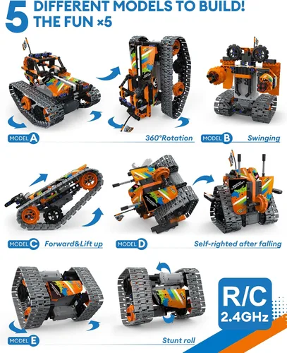 Miniatura 2 de Opmind Kit de Construcción de Control Remoto STEM 5 en 1, Set de Proyectos de Bloques Erector de 392 Piezas, Juguetes para Niños de 8 a 12 Años