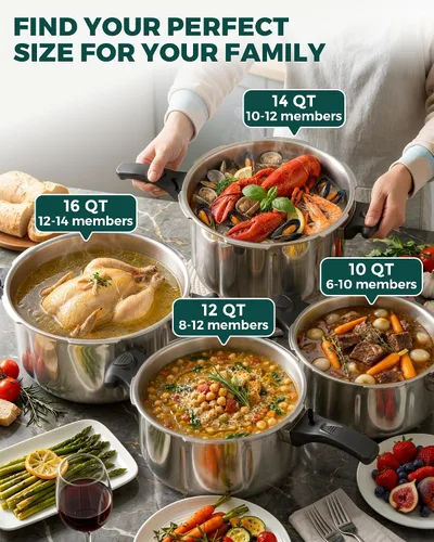 Miniatura 8 de WantJoin Olla de presión de acero inoxidable (sin aluminio), olla de presión compatible con inducción de 10 cuartos con dispositivos de seguridad