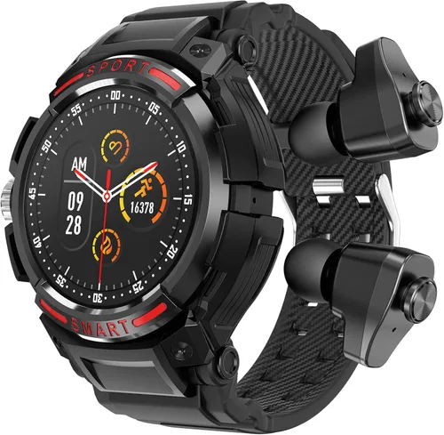 Miniatura 9 de Tuanzi GT100 2 en 1 Smartwatch con auriculares TWS 1.43 pulgadas 128MB Ronda impermeable Música MP3 Altavoz NFC Smart Watch Bluetooth Auriculares
