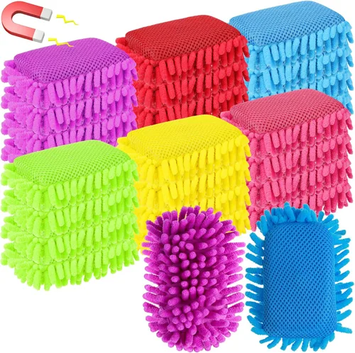 Miniatura 10 de Sherr 24 borradores magnéticos de pizarra blanca, borradores de microfibra, lavables, para pizarra blanca, para tiza, oficina en casa (azul)
