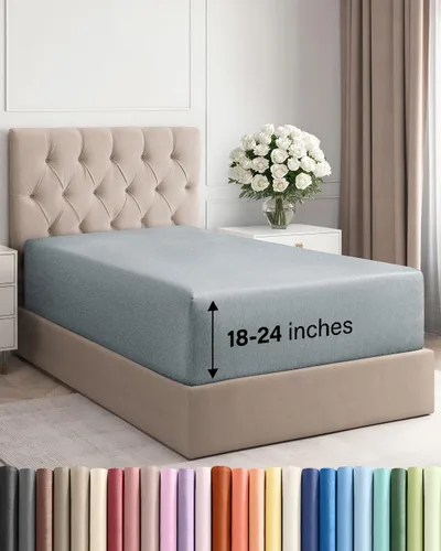 Miniatura 130 de Sábana bajera ajustable extra profunda tamaño completo – Sábana bajera individual de lujo para hotel únicamente – Se adapta fácilmente a colchones