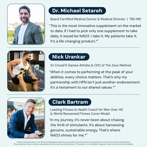 Miniatura 3 de HPN NAD3 Booster clínico de NAD+, Salud celular y energía natural - Suplemento de NAD para el envejecimiento saludable, apoyo metabólico, NRF2