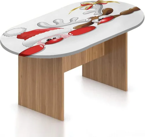 Miniatura 11 de XISUNYA Mantel ovalado ajustable de poliéster elástico para Navidad, mantel ajustable con estampado de árbol de Navidad, se adapta a mesas ovaladas
