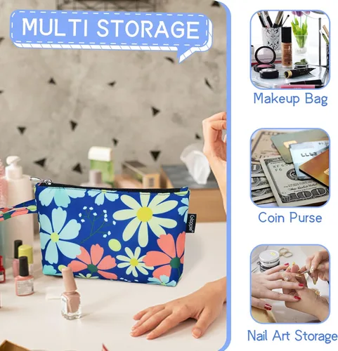 Miniatura 4 de Gloppie Bolsa de Maquillaje de Viaje Bolsas de Maquillaje para Mujeres Bolsa de Cosméticos Pequeña Bolsa de Maquillaje con Cremallera, S, Moda E