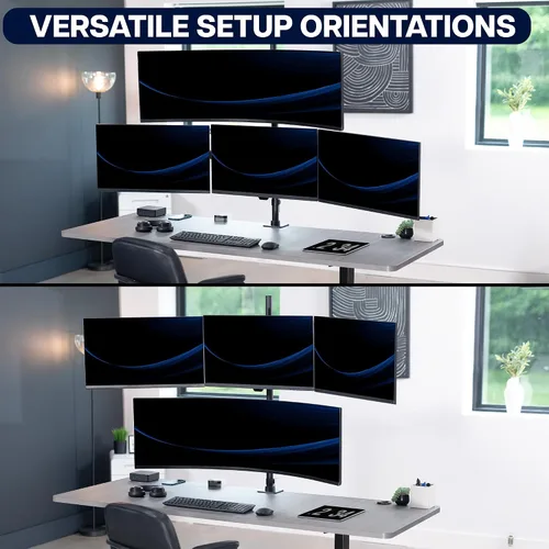 Miniatura 6 de VIVO Soporte de escritorio extra alto para monitor cuádruple para ultraanchos de hasta 49 pulgadas en el soporte superior y pantallas de 27 pulgadas