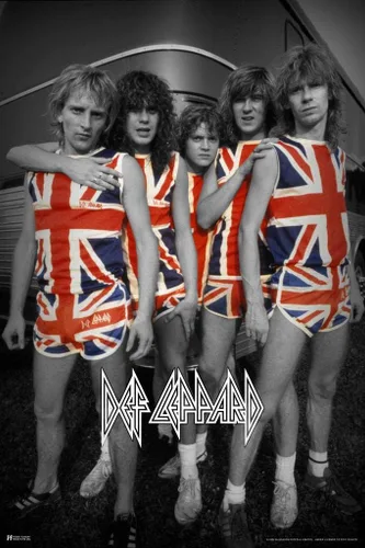 Def Leppard Póster de la banda de rock de los 80, tapiz enmarcado, decoración de pared, impresión artística genial, póster de pared de 12x18