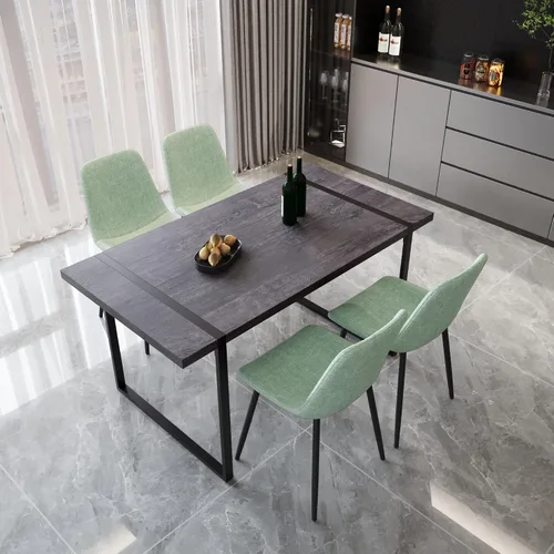 Miniatura 16 de YYQ Juego de mesa de comedor para 4, mesa de cocina de madera de 59 pulgadas y sillas para 4, moderno juego de mesa de comedor de 5 piezas con 4
