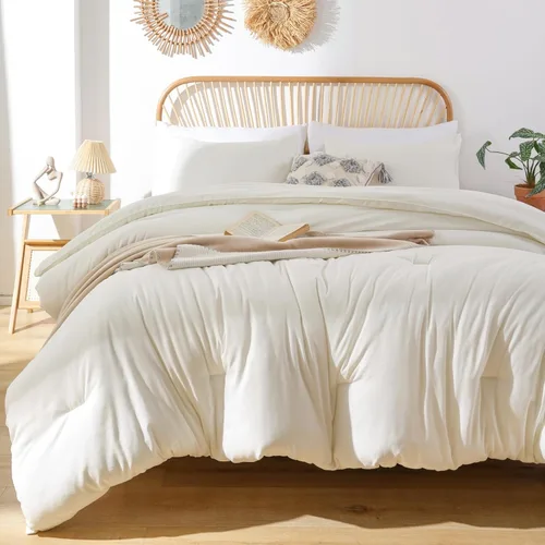 Miniatura 27 de ROSGONIA Edredón tamaño completo para niñas, niños y adolescentes, blanco, 3 piezas (1 edredón bohemio y 2 fundas de almohada), juego de ropa
