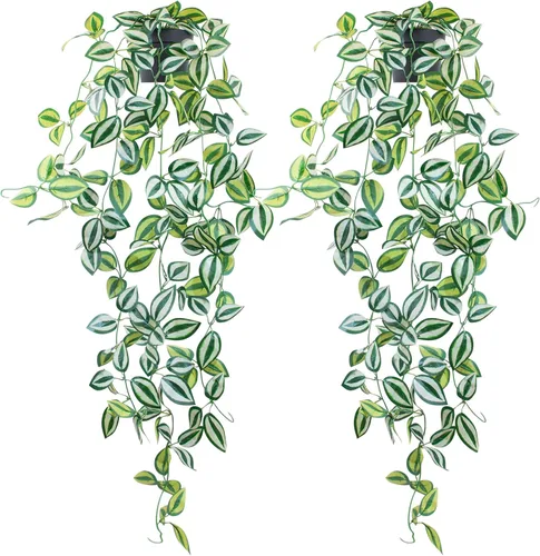 Miniatura 21 de LOYWREE Plantas Artificiales de 35.4 Pulgadas en Maceta Negra Plantas Colgantes Falsas Realistas en Maceta con Hiedra Artificial y Pothos - Ideal