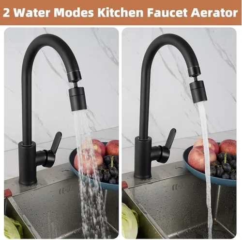 Miniatura 2 de Hibbent Aireador de grifo, aireador de grifo de fregadero de cocina de 360 grados, accesorio de grifo de cocina giratorio de doble función, pieza
