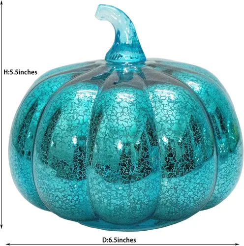 Miniatura 8 de Mercury Glass Pumpkin Light with Timer, with 10 Fairy Lights Inside,Battery Operated Led Pumpkin Light,Ideal for Halloween Fall Decoration