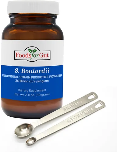 Foods For Gut Saccharomyces Boulardii Probiotic Powder 20 mil millones de ufc | Sin aditivos | Apoyo digestivo e inmunológico | Alta potencia | S.