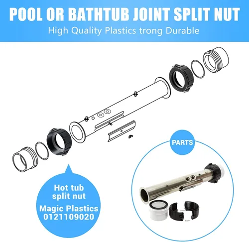 Miniatura 5 de Fuoequl Tuerca dividida para bañera de hidromasaje, accesorios de bañera de hidromasaje de 2 pulgadas para calentador de bañera de hidromasaje