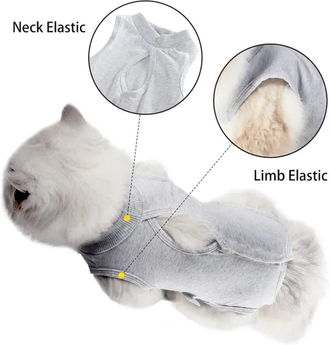 Miniatura 3 de Traje de recuperación para gatos macho y hembra, ropa suave para después de la cirugía, mono con cono protector, camisa, ropa, pañales protectores