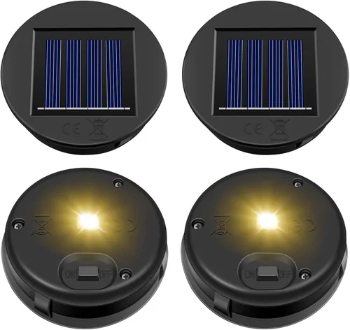 Miniatura 8 de Piezas de repuesto de luz solar, paquete de 2 luces solares de repuesto, insertos de luz solar de 8 lúmenes para linternas, caja de batería