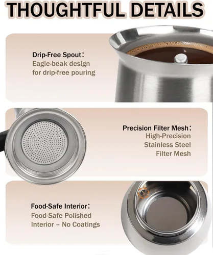 Miniatura 6 de Olla eléctrica Moka con base desmontable, cafetera de aluminio de 10 onzas, 6 tazas, 10.1 fl oz, cafetera italiana negra para cocina y hogar, 110 V