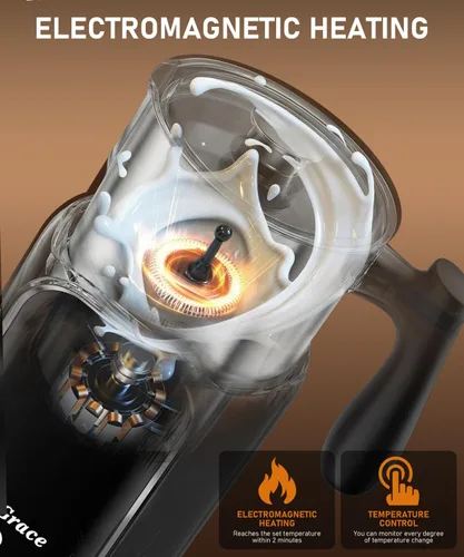 Miniatura 3 de Espumador de leche automático, espumador de leche eléctrico y vaporizador extraíble apto para lavavajillas, calefacción electromagnética