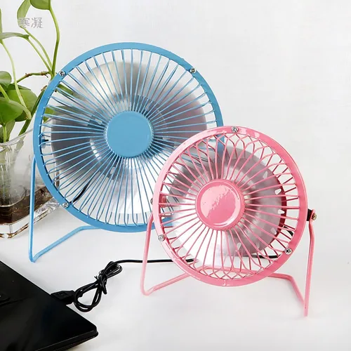 Miniatura 8 de Sokelinn-six Ventilador de escritorio USB pequeño de 4 pulgadas, mini ventilador de refrigeración personal silencioso de metal para el hogar, Rosa