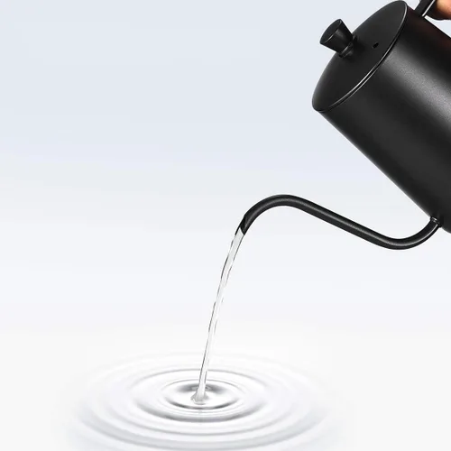 Miniatura 7 de MERMOO YILAN Hervidor de café de cuello de cisne de 21 oz para verter sobre goteo, 20.3 fl oz, boquilla larga y estrecha de acero inoxidable