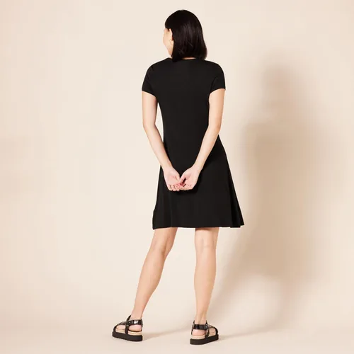 Miniatura 3 de Tienda Essentials - Vestido de manga corta con vuelo y con cuello redondo para mujer (disponible en talla extragrande)