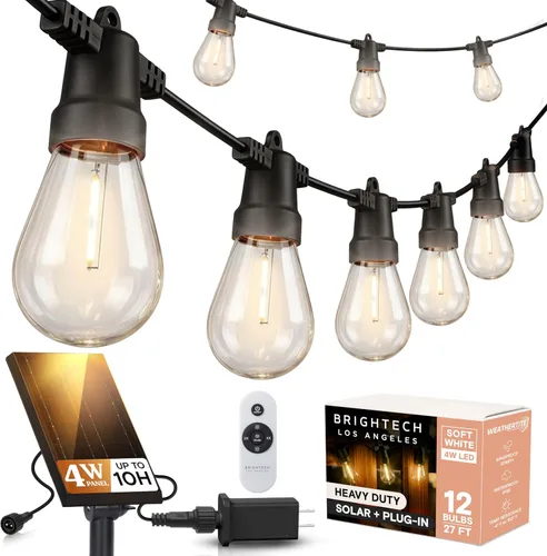 Miniatura 8 de Brightech Ambience Pro - Guirnalda de luces LED impermeables para exteriores con energía solar – Luces de patio de grado comercial con bombillas