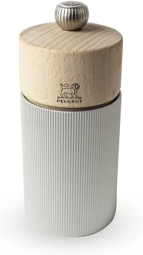 PEUGEOT - Molino de sal de línea - Ajuste clásico de molienda - Certificado PEFC de aluminio y madera - Fabricado en Francia - Color natural 4.7 in