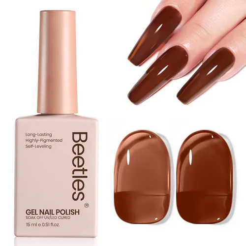 Miniatura 68 de Beetles - Esmalte de uñas de gel ultravioleta semipermanente sin HEMA de alto brillo para manicura francesa y arte de uñas, frasco a juego, blanco