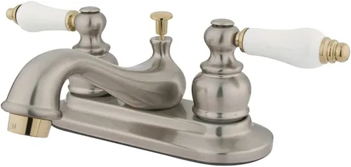 Miniatura 4 de Kingston Brass KB608B - Llave de lavabo de centro de configuración victoriana, con tapón de latón/ABS, 11.4 cm, níquel cepillado cepillado níquel