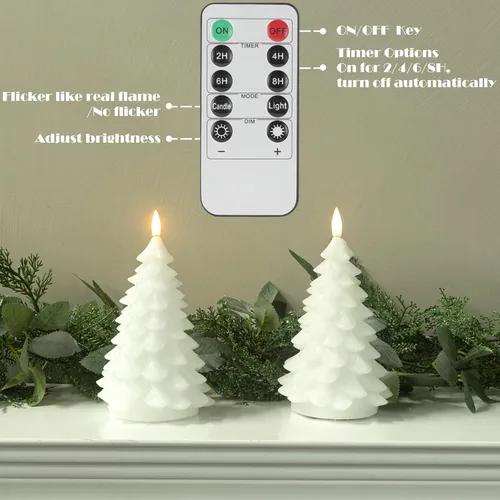 Miniatura 3 de LUSHARBOR Velas sin llama con temporizador remoto, paquete de 2 velas LED que funcionan con pilas, velas LED de cera real, decoración de Navidad