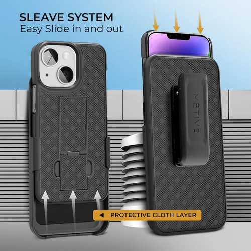 Miniatura 3 de MOTIVE Funda para iPhone 14, funda con clip para cinturón para Apple iPhone 14, funda protectora delgada y resistente a prueba de golpes con soporte